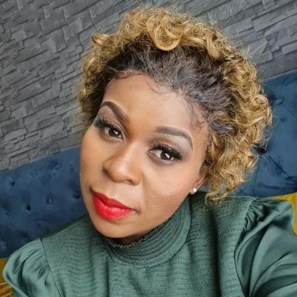 

short pixie cut wig human hair brazilian 13x1 transparent lace for black women, Black;brown