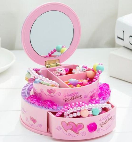 

creative birthday cake decorations decorations music box children's dressing mirror jewelry gift shop wholesale, Black;white