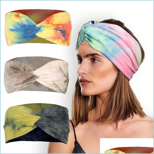 

headbands tiedyed cross headbands gym yoga sport wrap sweat stretch hair bands for women fashion drop delivery jewelry hairjewelry dhhg8, Silver