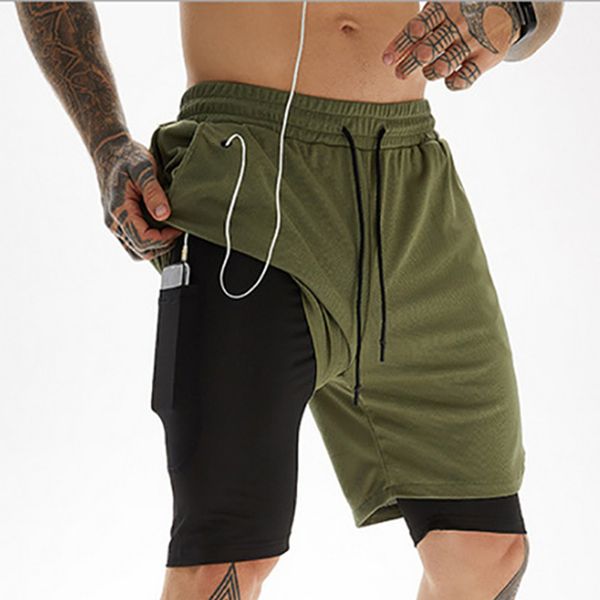 

men's pants camo running shorts men double-deck quick dry sportwear fitness jogging workout male breathable casual 221116, Black