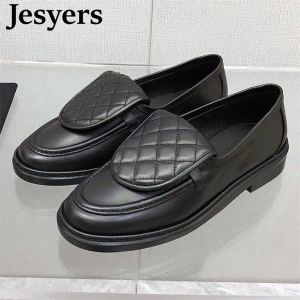 

dress shoes boots british style genuine leather flat loafers women round toe schoolbag buckle deep mouth single shoes ladies spring walking, Black