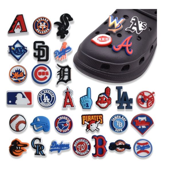 

charms shoe pvc cartoon croc decoration buckle accessories clog pins charm buttons sports baseball, White;pink
