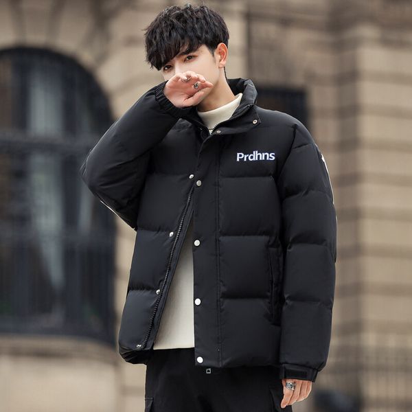

down new winter collar slim coat fashion fashion brand printing casual men's wear, Black