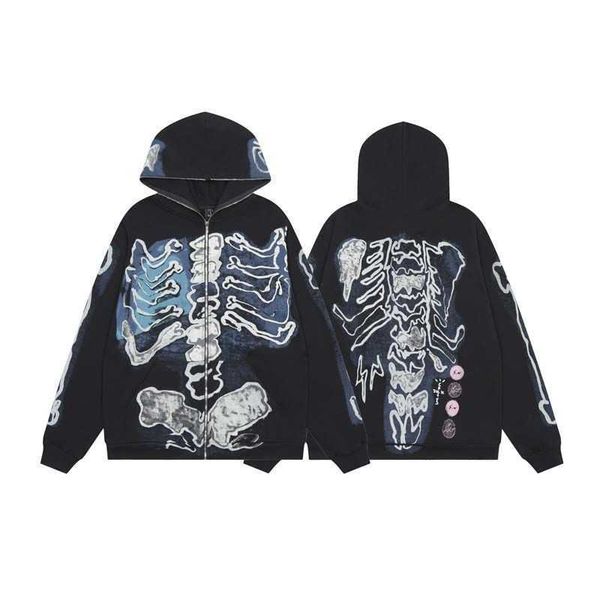 

designer hoodie traviss scotts warm pullover sweatshirts named hiroshi ts loose hooded cardigan sweater zipper coat men and women, Black