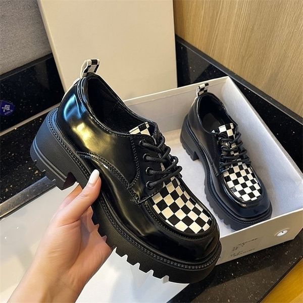 

dress shoes boots breathable loafers women casual thick sole shoes 2022 spring round head female single zapatos 221116, Black