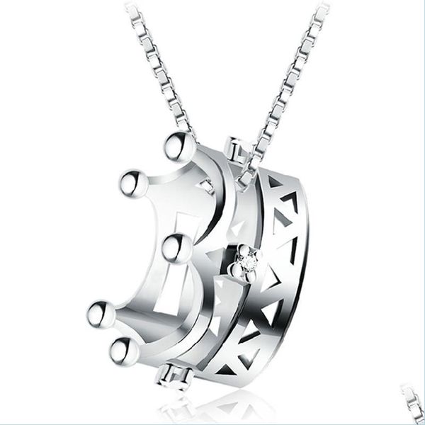 

pendant necklaces stereoscopic crown pendant necklaces women necklace box chains girls fashion jewelry birthday gift drop delivery pe dhbet, Silver
