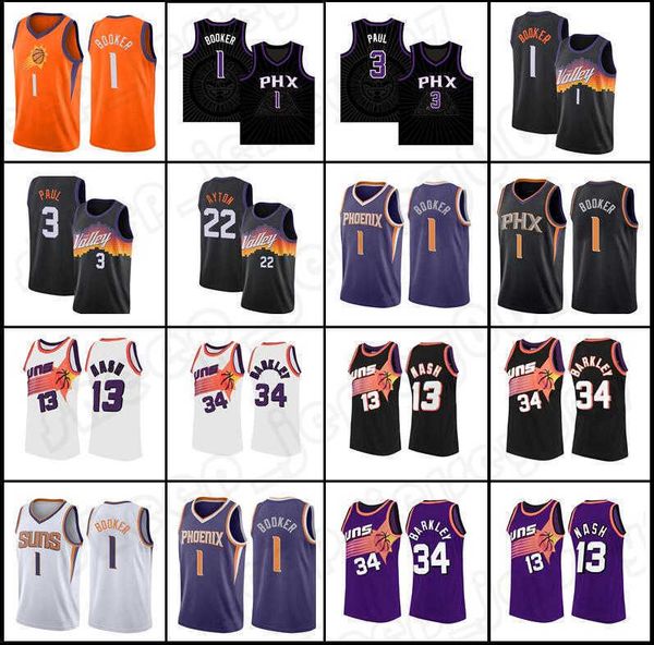 

basketball jersey phoenixs devin 1 booker chris 3 paul deandre 22 ayton 2022 sun steve 13 nash charles 34 barkley retro mesh mens jerseys&#0, Black;red