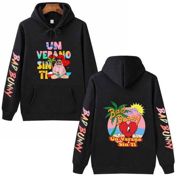 

men's hoodies designer sweatshirts sweatshirts bad bunny hoodie long sleeve sweatshirt fashion streetwear hoodie, Black