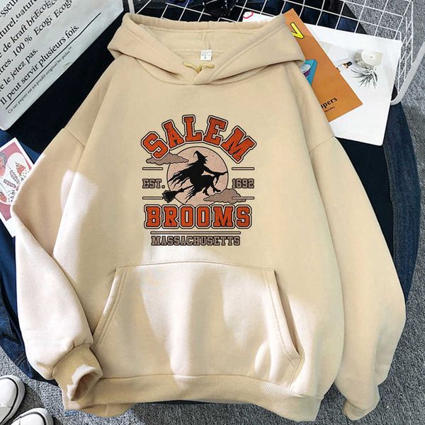 

men's hoodies sweatshirts halloween witch salem brooms oversized hoodie for men street tracksuits male hooded sweatshirts punk men&#039, Black