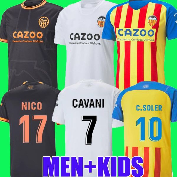 

22 23 valencias soccer jerseys cavani guedes gameiro camisetas de futbol rodrigo gaya m.gomez men kids kit football shirts 2022 rivero c.sol, Black;yellow