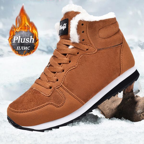 

boots women comfortable winter shoes warm sneakers snow waterproof ankle men 221117, Black