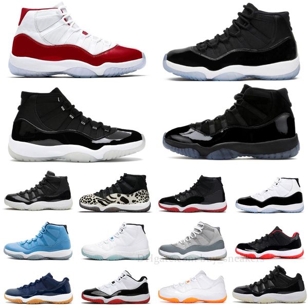 

basketball shoes woman sneakers mens trainers high concord platinum tint barons legend blue low bred cherry 11 11s space jam cap, Black