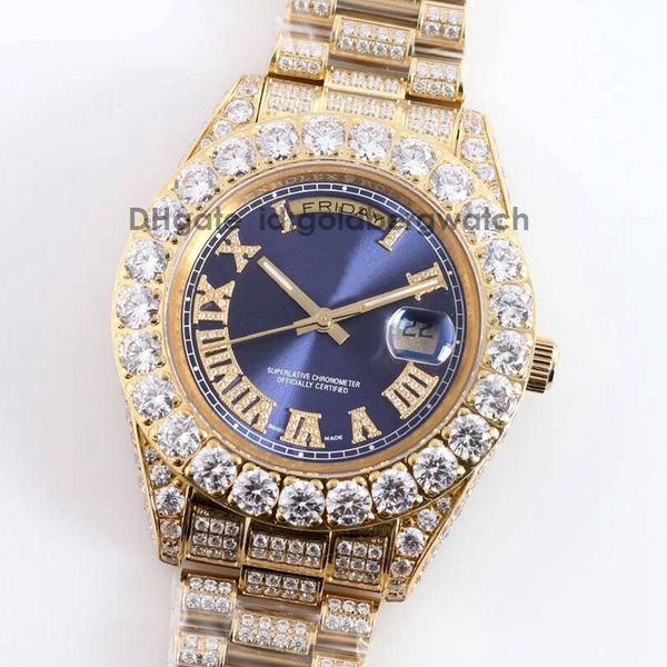

fashionable luxury gold mens watch day-date 228238 228235 118238 ice out diamond watch blue dial automatic movement 904l stainless steel sap, Slivery;brown