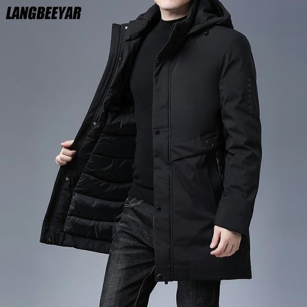

mens down parkas padded brand casual fashion thick warm men long parka winter jacket with hood windbreaker coats clothing 221117, Black