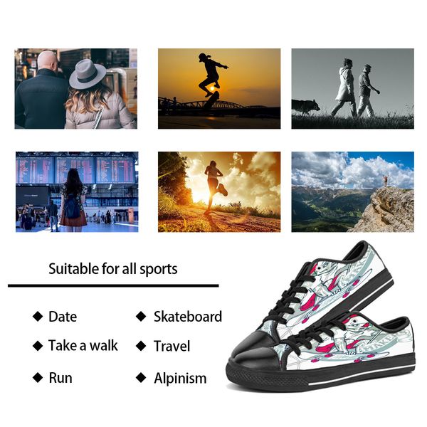 

custom shoes classic canvas low cut skateboard casual triple black accept customization uv printing low mens womens sports sneakers breathab