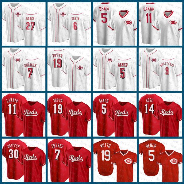 

2022 2023 new cincinnati baseball jersey reds 19 joey votto 5 johnny bench 11 barry larkin 14 pete rose 7 eugenio suarez 30 ken griffey jr 9, Blue;black