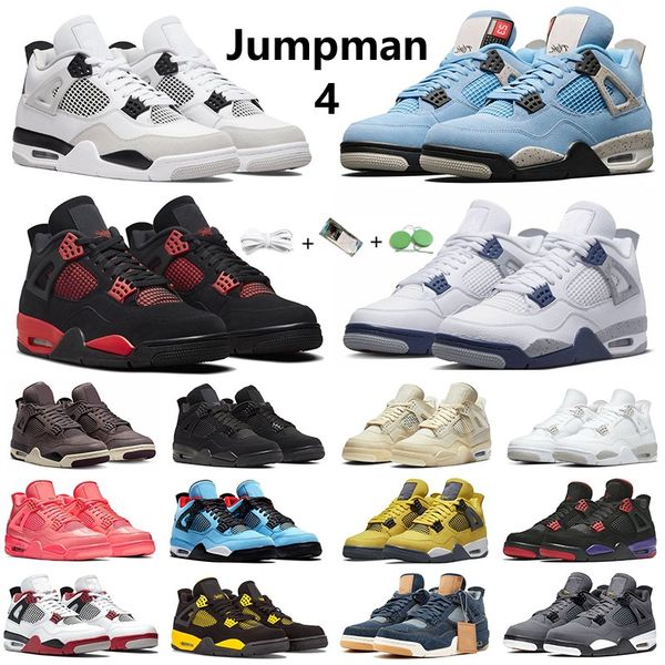 

4 jumpman 4s men women basketball shoes military black cat red thunder white oreo unc blue sail metallic lightning bred grey infrared mens