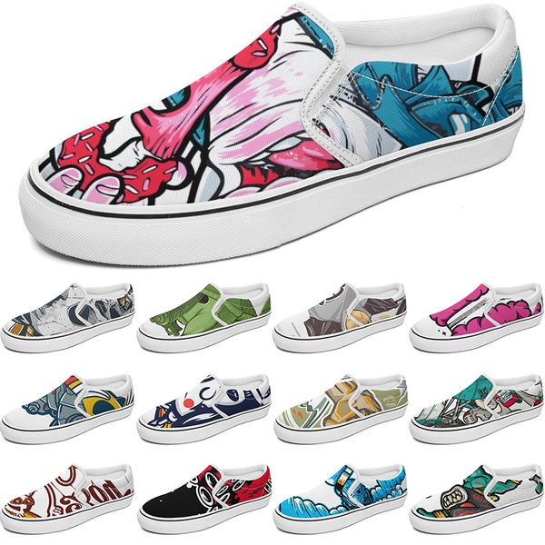 

shoe slip-on canvas shoes fashion summercustom customized sneakers men women blue red yellow classic custom comfortable low platform sneaker, White;red