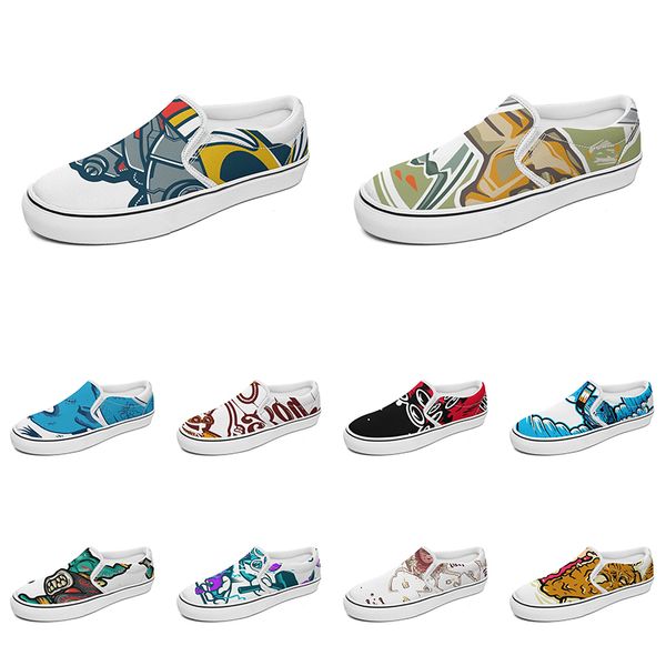 

men women custom slip on canvas shoes anime cartoon animal design diy word black white blue red outdoor mens trainer 016