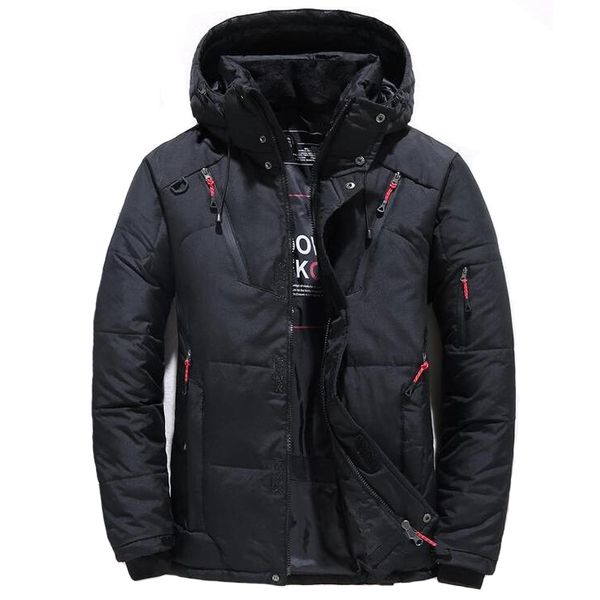 

mens down parkas jacket male winter men 20 degree white duck hooded outdoor thick warm padded snow coat oversize m4xl 221117, Black