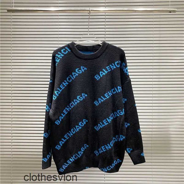 

designer show sweaters 2023 autumn winter balenciga fashion brand letter jacquard sweater men's women's loose round neck ggrh, White;black
