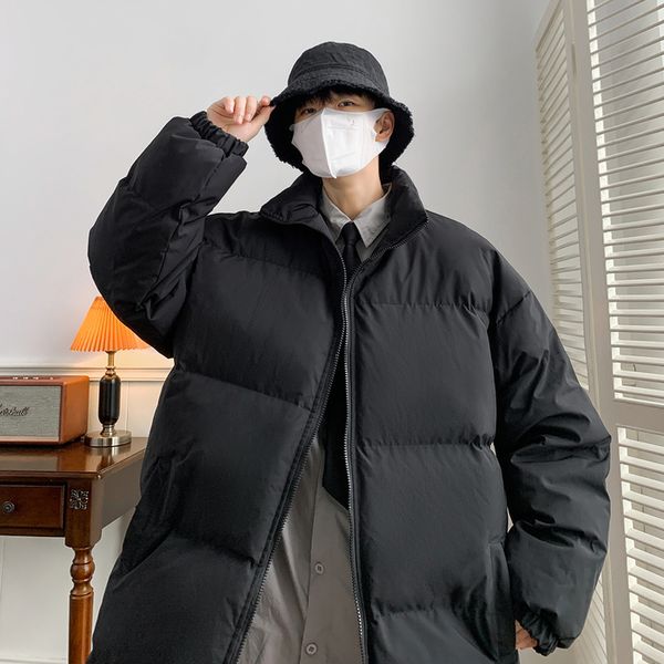 

men's down parkas streetwear harajuku warm winter parkas men solid casual men's cold jacket oversize women's winter coats 221, Black
