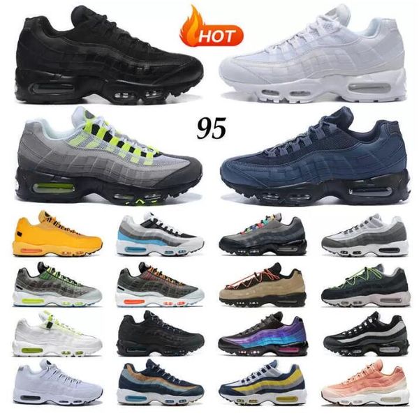 

classic mens 95 airmaxs running shoes airs yin yang solar triple black white worldwide seahawks 95s particle grey neon laser fuchsia red