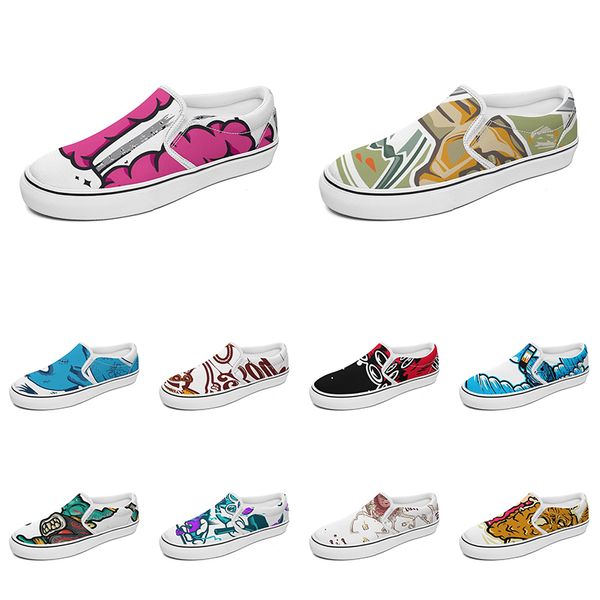 

men women custom slip on canvas shoes anime cartoon animal design diy word black white blue red outdoor mens trainer 015