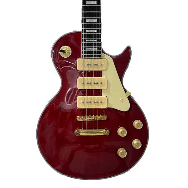 

lvybst customized electric guitar custom flame maple transparent red color rosewood fingerboard mahogany body