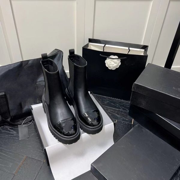 

boots new designer women thick bottom martin boot outdoor black knight boots luxury round toe flat heel platform shoes patent leather non-sl