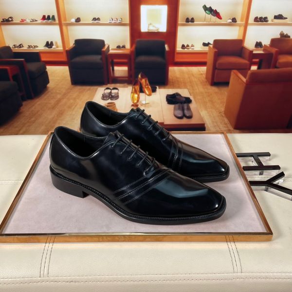 

men's genuine leather dress shoes casual designer loafers male brand business party wedding flats size 38-44, Black