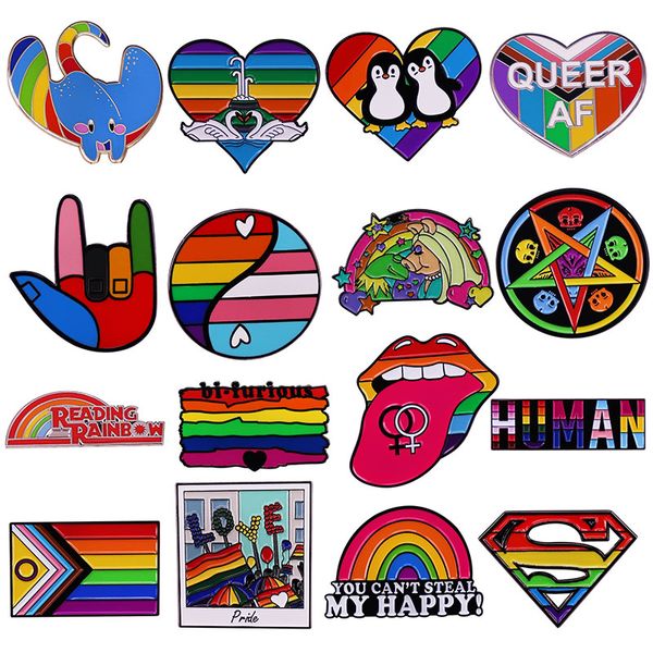 

beautiful rainbow series hard enamel pins collect lgbt men women metal cartoon brooch backpack hat bag collar lapel badge