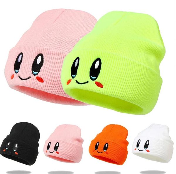 

pink boy girl cartoon knitted warm hat cartoon cute design cotton hats, Yellow