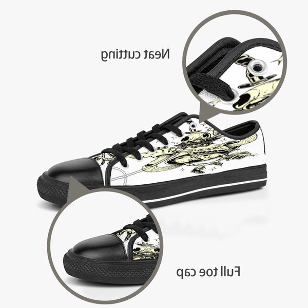 

men women diy custom shoes low canvas skateboard sneakers triple black customization uv printing sports sneakers daishu 159-13