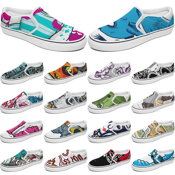

custom shoes slip-on canvas shoe customized sneakers men women blue red yellow classic custom comfortable low platform sneaker color94