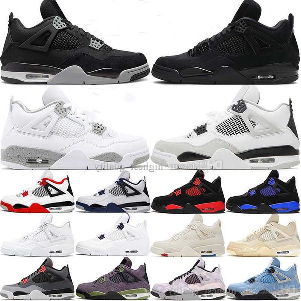 

basketball shoes women sneakers men sports oreo 4 4s trainers sail military black cat university blue thunder fire red blank canvas bred can