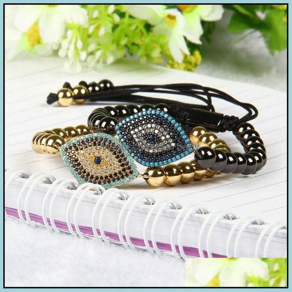 

charm bracelets eye bracelets wholesale 10pcs/lot 6mm brass beads with exqusite mticolor cz turkish big rame drop delivery jewelry dhofi, Golden;silver