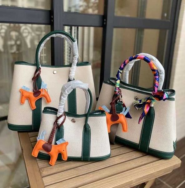 

designer herme handbags fashion color contrast commuting garden bag simple large capacity tote bag wide shoulder strap single shoulder wm