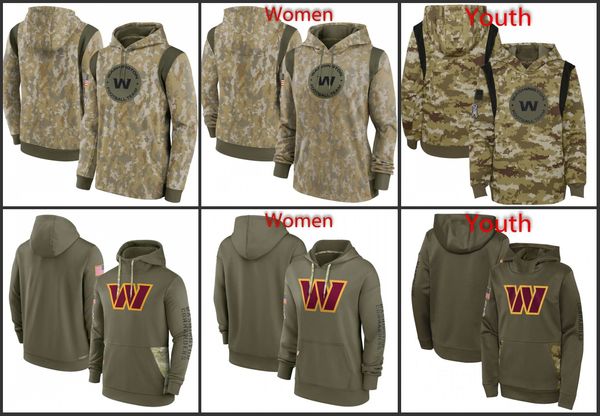 

washington''commanders''men women youth olive 2022 salute to service therma performance pullover hoodie, Blue;black