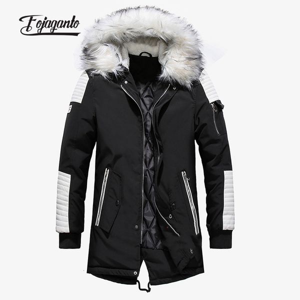 

mens down parkas fojaganto parka autumn winter fleece thermal jacket design fur collar cotton coat for men 221117, Black