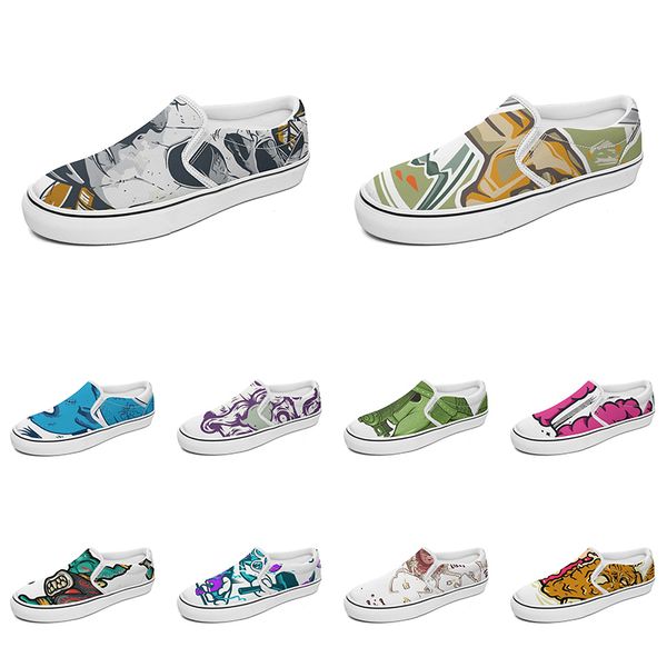 

men women custom slip on canvas shoes anime cartoon animal design diy word black white blue red outdoor mens trainer 112