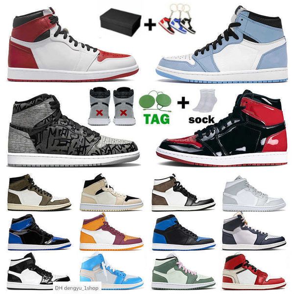 

baketball shoes sports sneakers trainers heritage cactus jack panda mid dutch green carbon fiber designer with box jumpman 1 1s mens wome og, Black