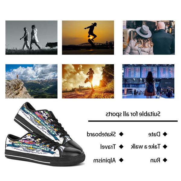 

men women diy custom shoes low canvas skateboard sneakers triple black customization uv printing sports sneakers br164