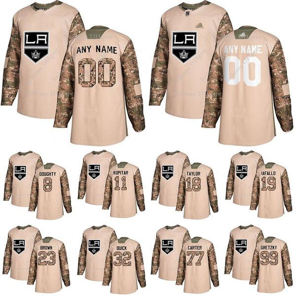 

college wear los angeles kings camo veterans day practice jerseys 99 wayne gretzky 11 anze kopitar 8 doughty custom any number any name hock, Black