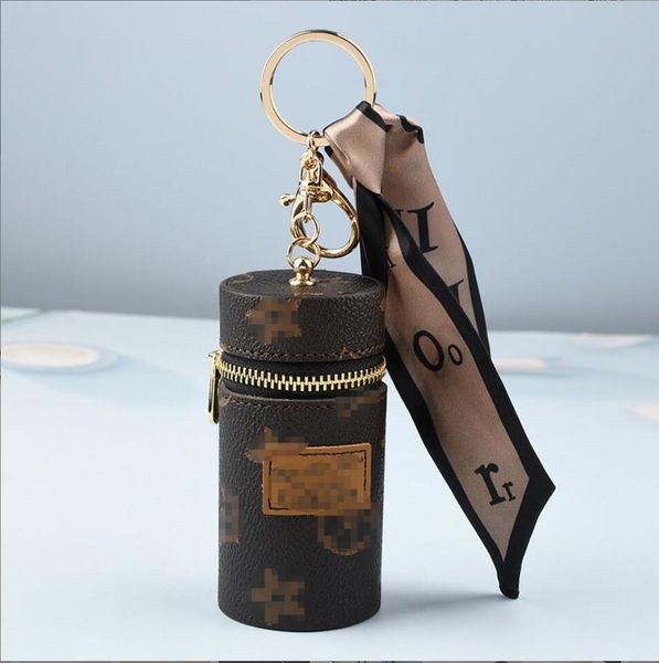 

designer letter printing keychain wallet keyring purse pendant car chain charm bucket bag flower mini coin holder keychains bag trinket gift, Silver