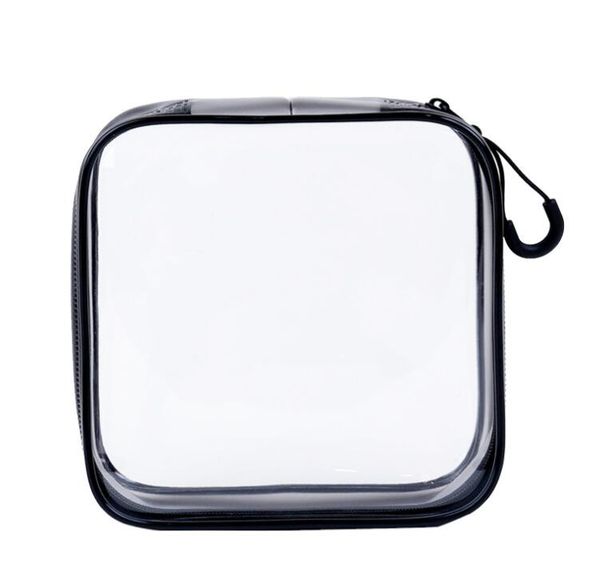 

10pcs cosmetic bags women pvc black transparent waterproof solid travel storage bag