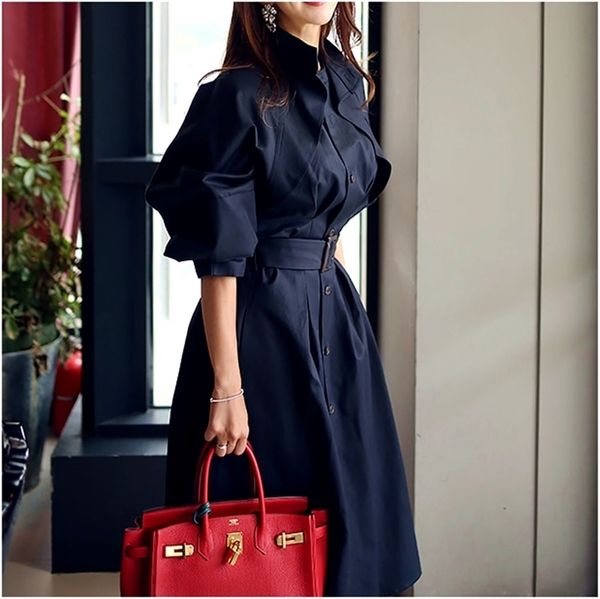 

women's trench coats work wear spring autumn long women outwear sleeve elegant whole colored with sashes sl102 221116, Tan;black
