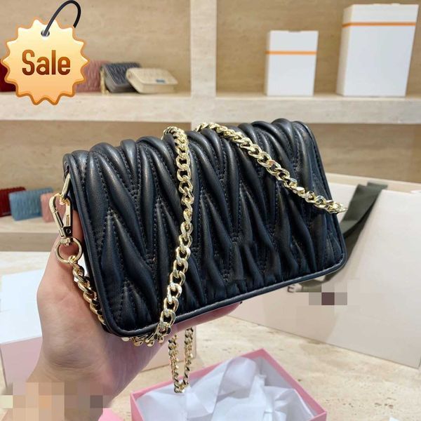 

women's luxury designer shoulder bags new miu pleated skirt chain fashion temperament high appearance level everything simple crossbody