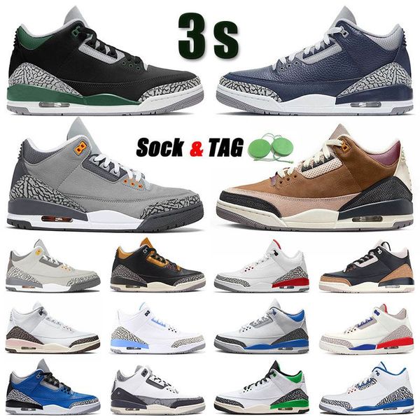

jumpman 3 recer blue basketball shoes new archaeo brown 3s midnight navy katrina cadinal fire red slim shady cool grey jth j3 white cement, Black