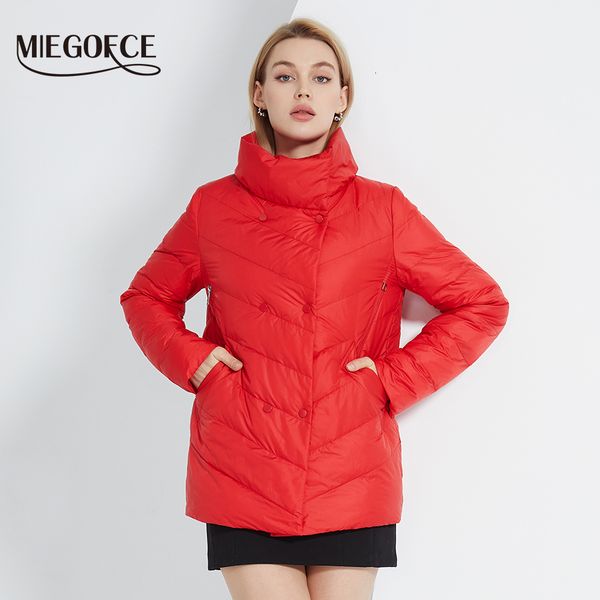 

women's down parkas miegofce spring autumn comfortable short women jacket double breasted ladies coat warm cotton clothes casual parka, Black